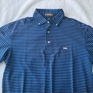 Peter Millar Navy and Blue Striped Polo